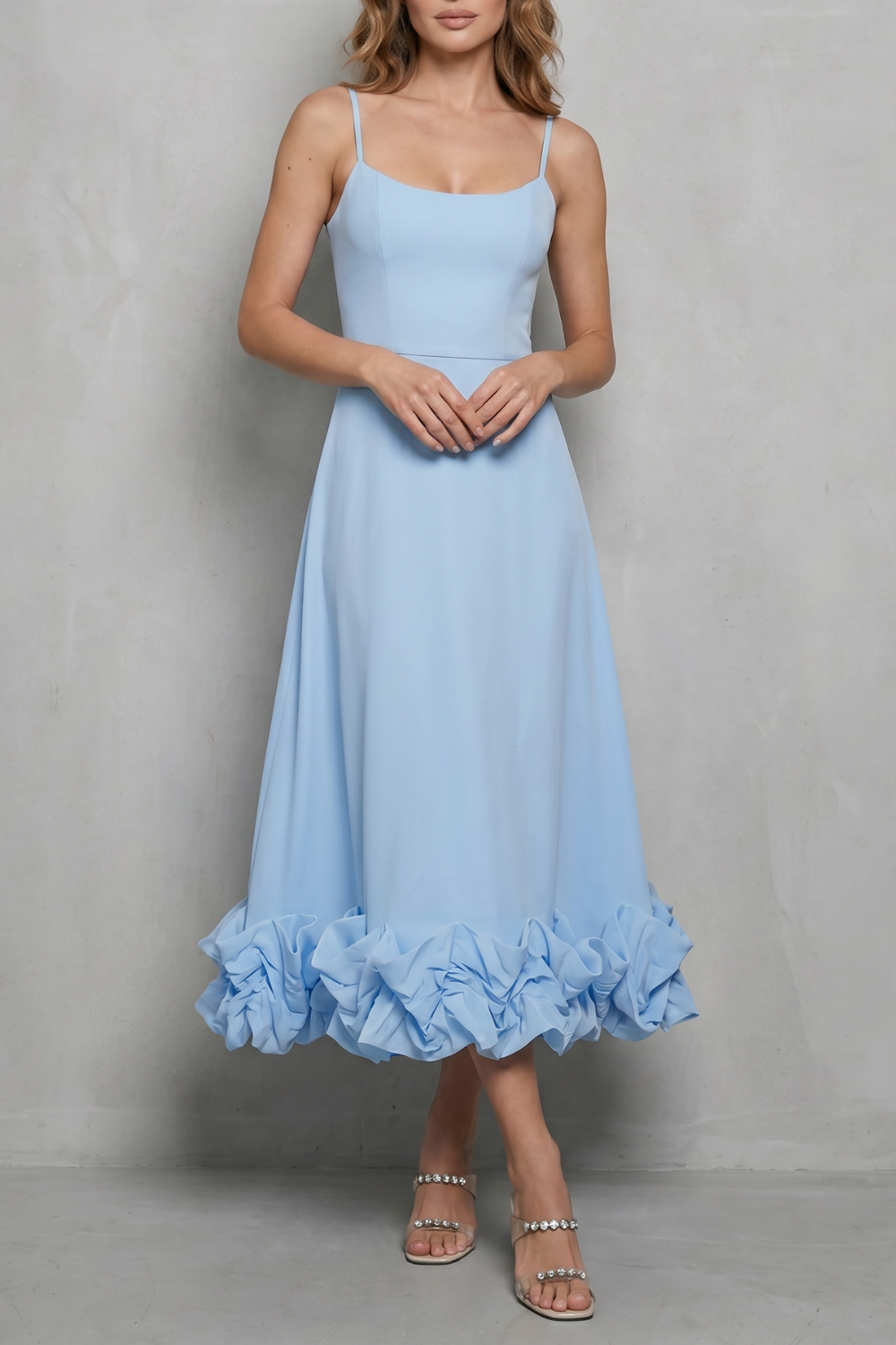 Elowenne – Romantic ruffle hem – Sleeveless midi dress