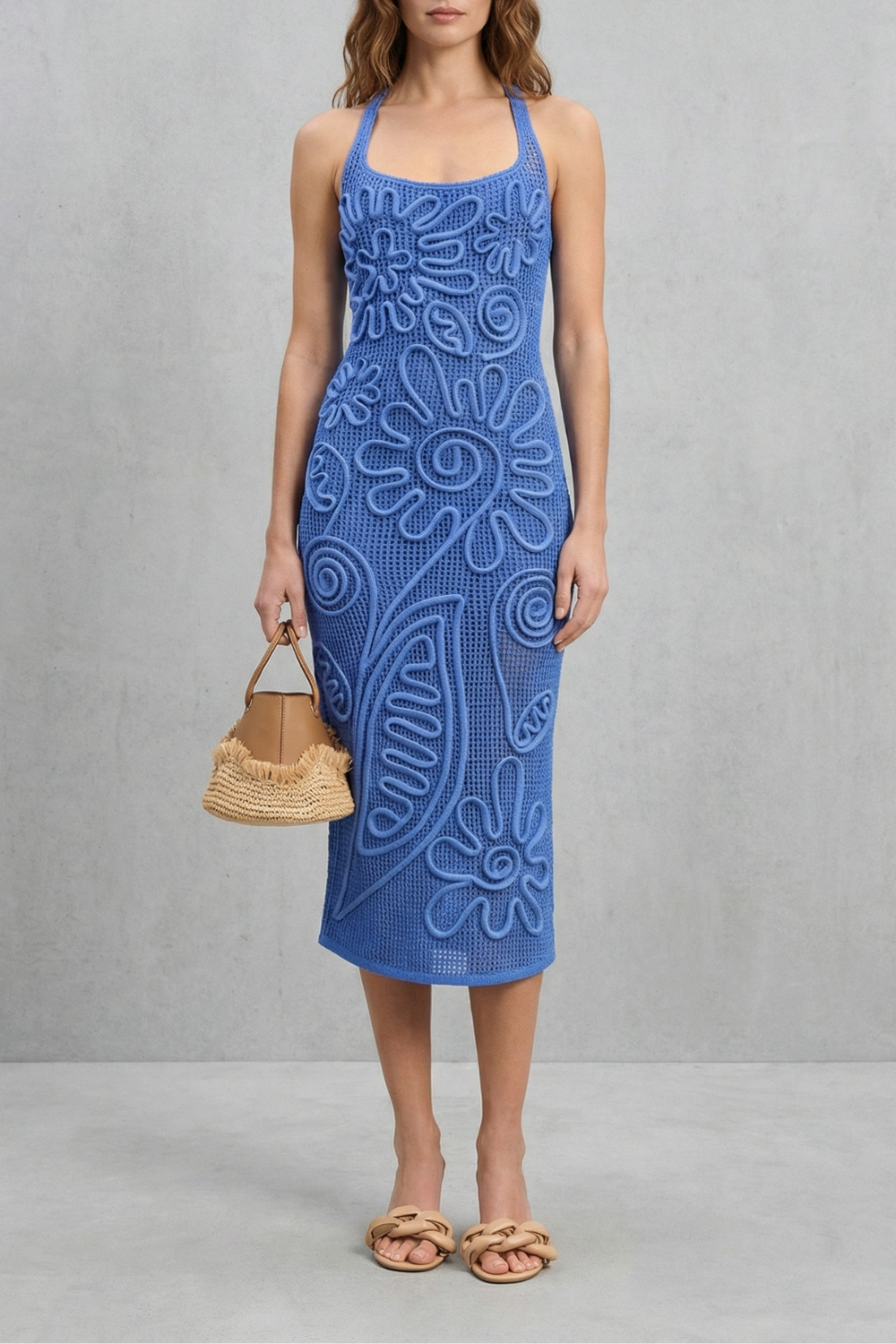 Fiorèra – Sculpted crochet bloom – Textured midi dress