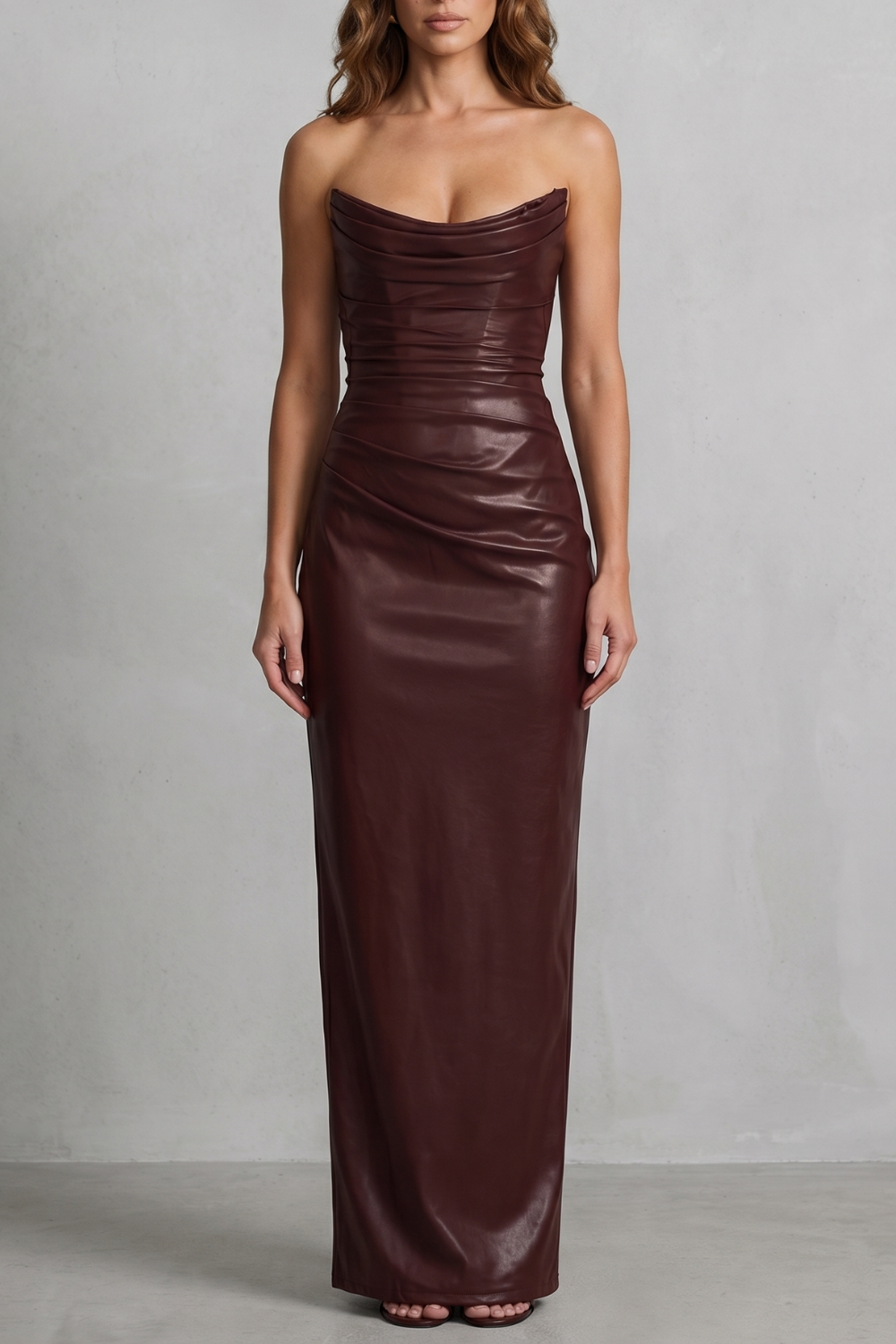 Albienne – Sculpted faux leather – Maxi dress