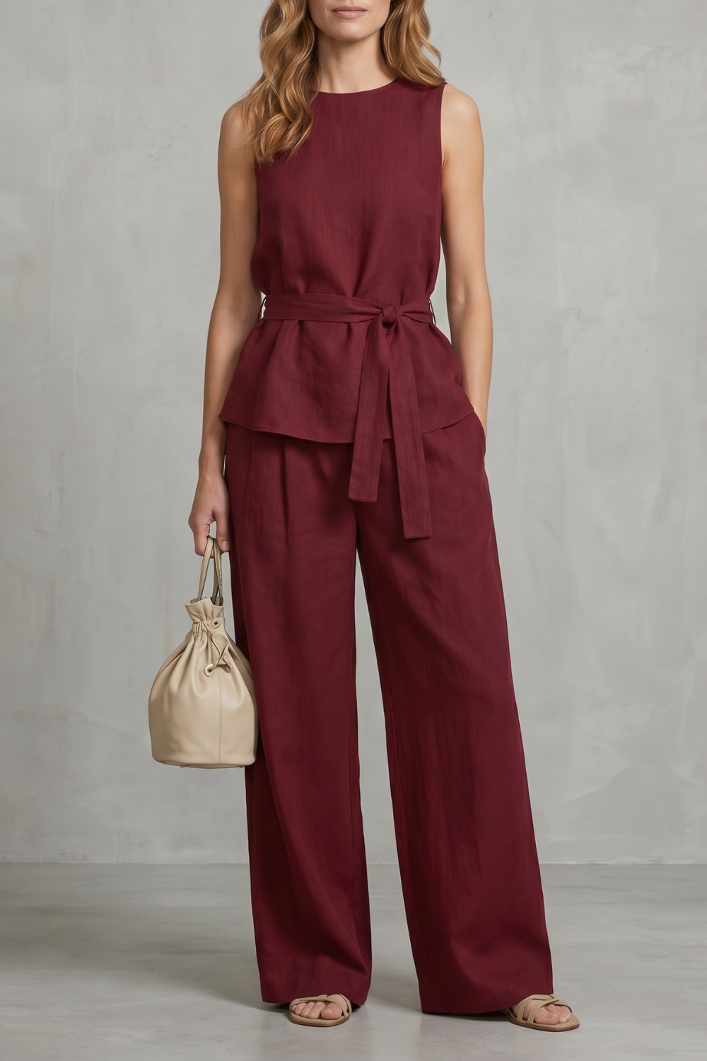 Alvera – Elegant tie-waist silhouette – Two-piece trouser set