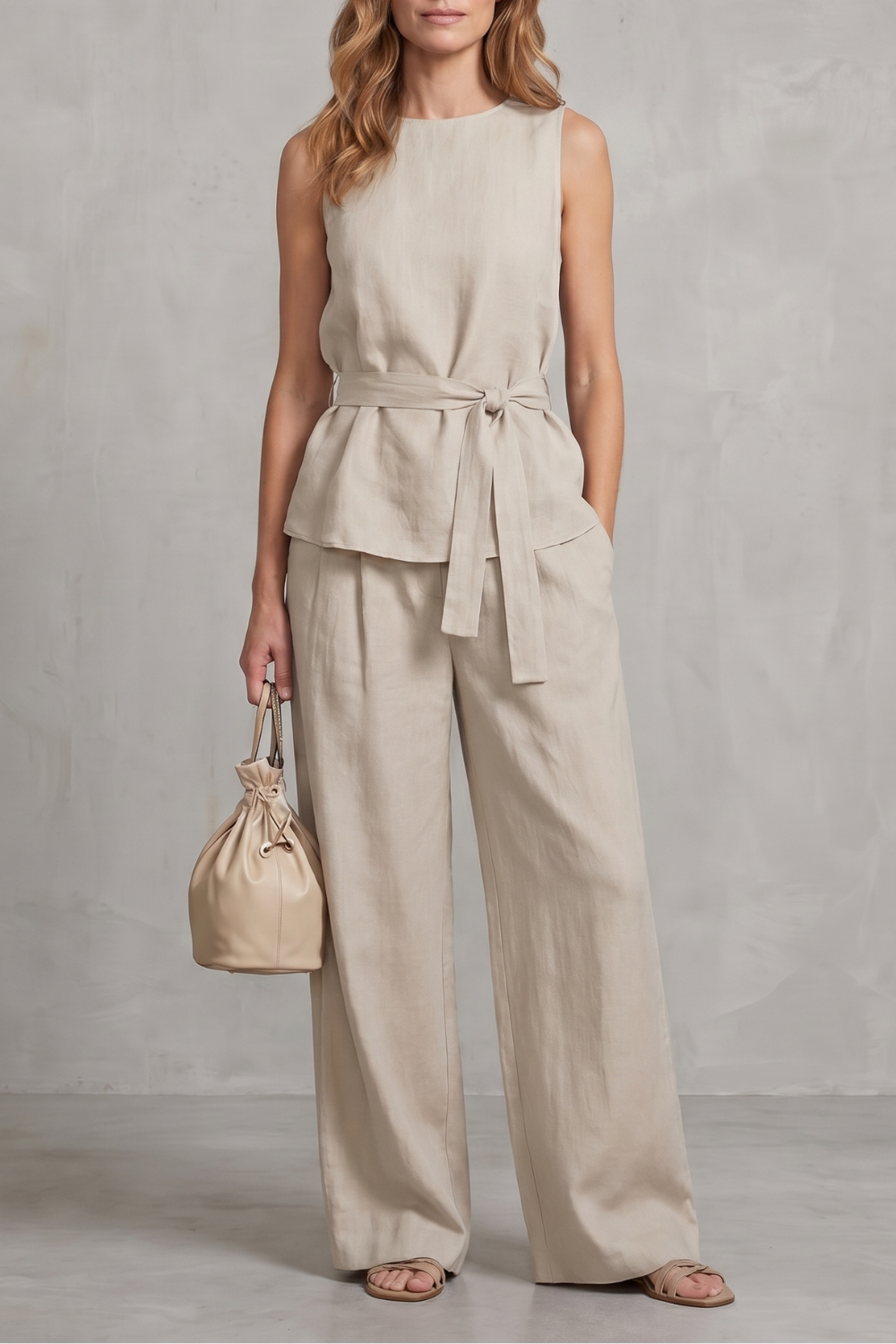 Alvera – Elegant tie-waist silhouette – Two-piece trouser set