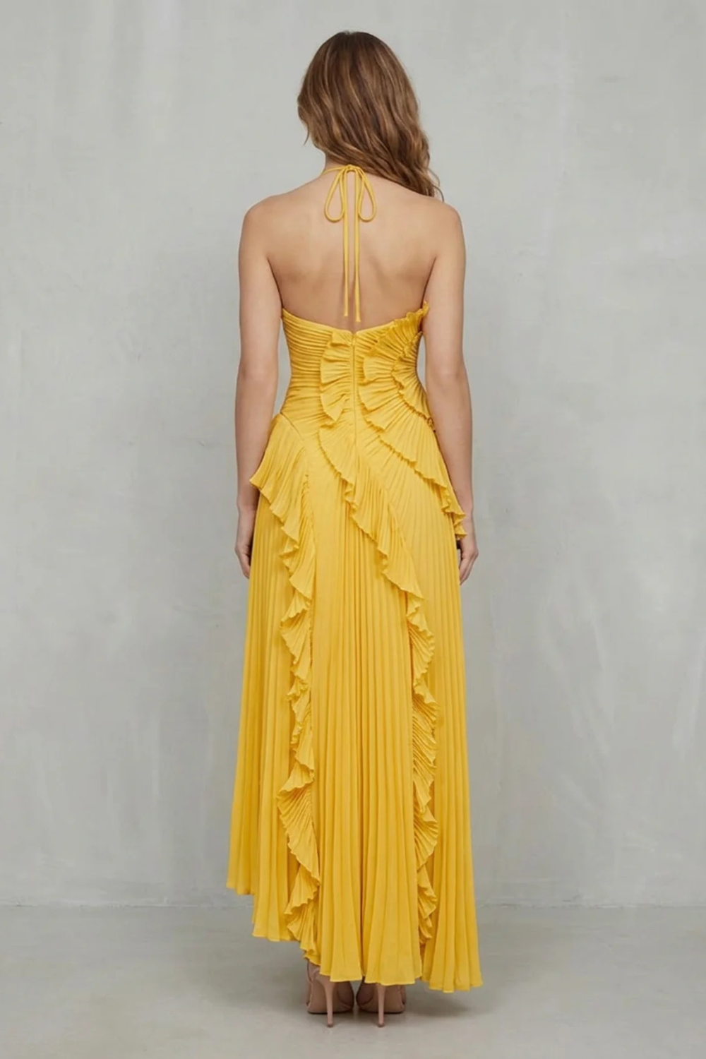 Lavirea – Sculpted pleats – One-shoulder midi dress