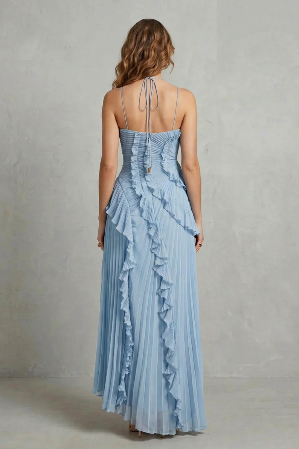 Lavirea – Sculpted pleats – One-shoulder midi dress