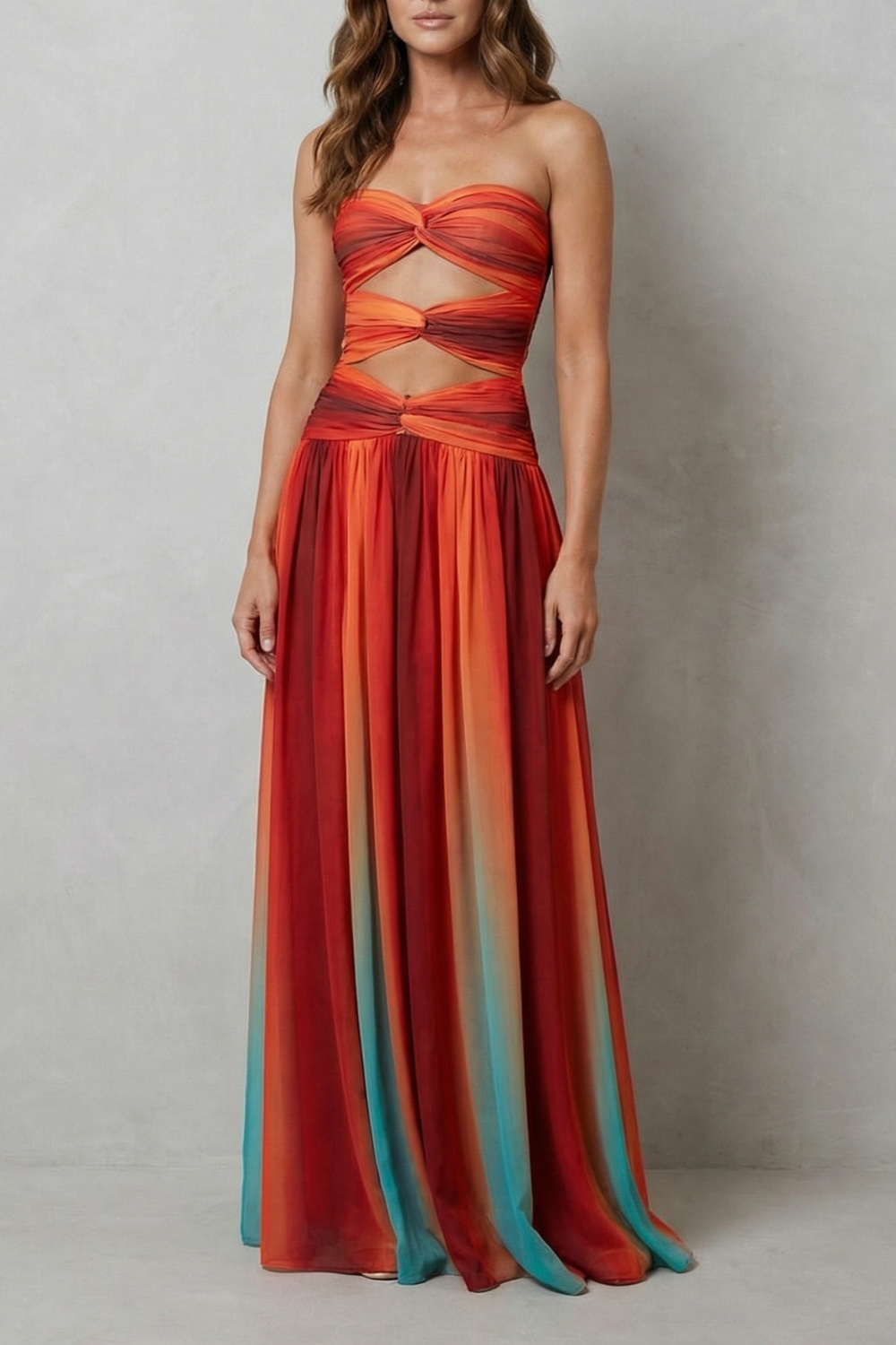Zafrina – Sunset ombré allure – Strapless maxi dress