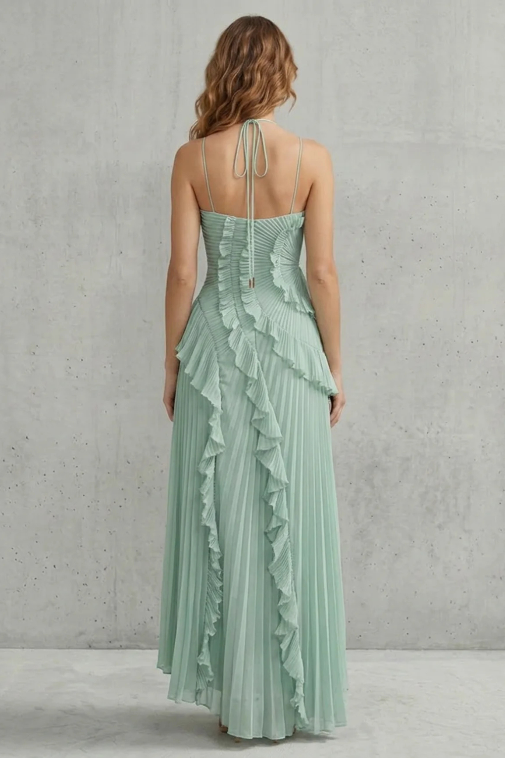 Lavirea – Sculpted pleats – One-shoulder midi dress