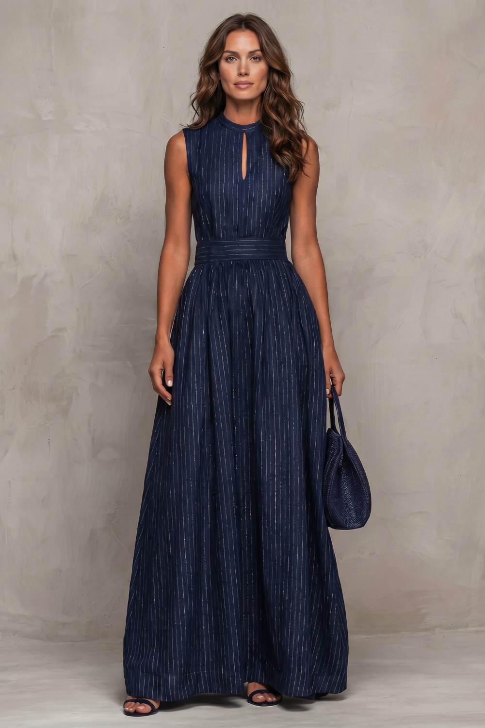 Seravelle – Striped elegant keyhole – Wide leg jumpsuit