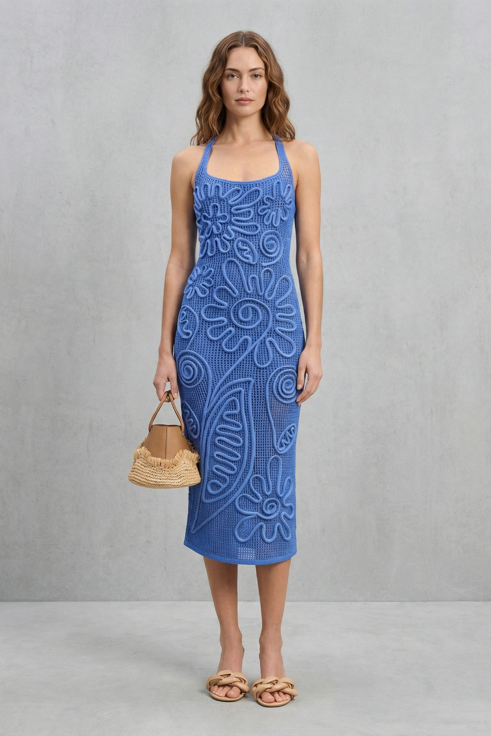 Fiorèra – Sculpted crochet bloom – Textured midi dress