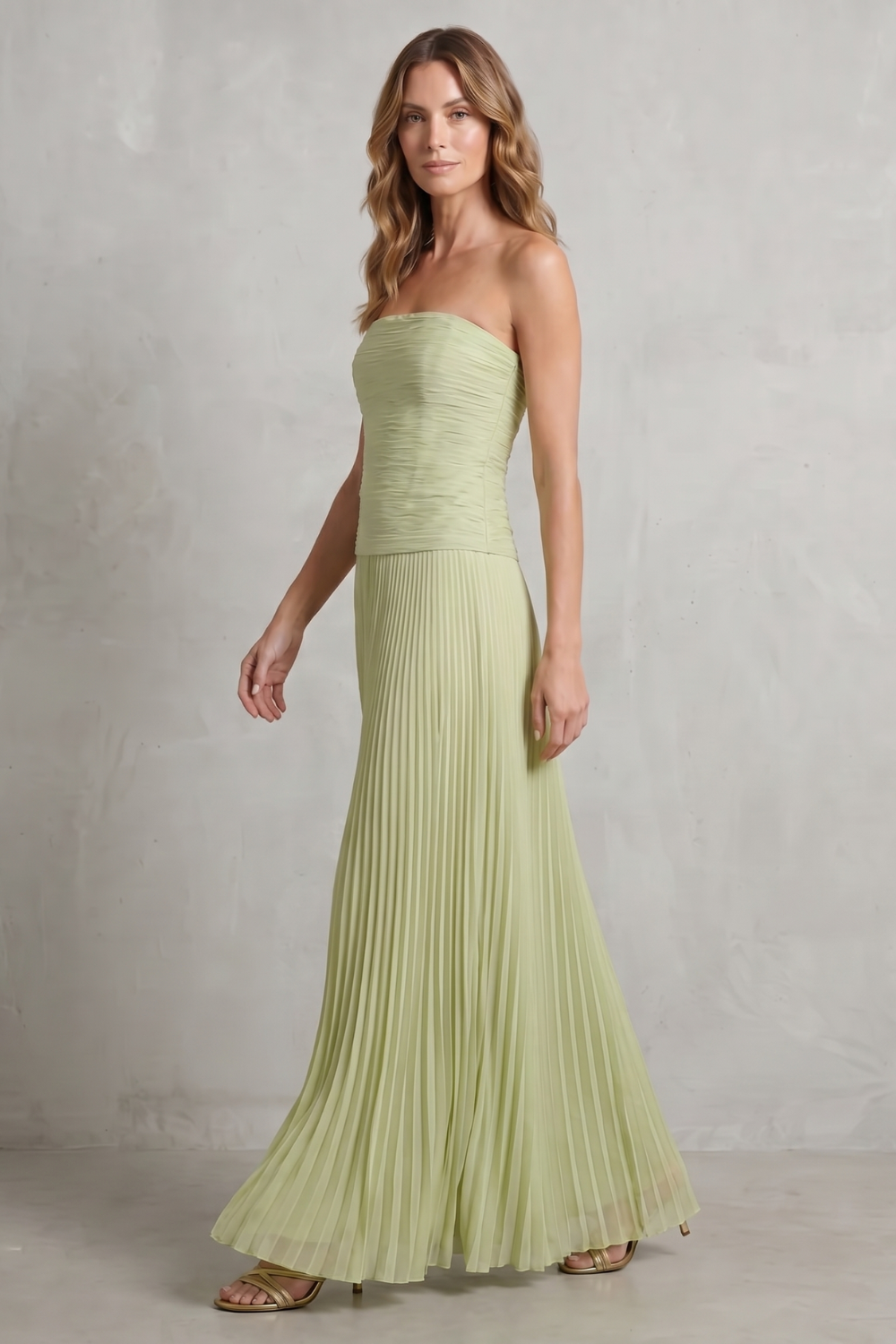Skyelle – Pleated strapless elegance – Maxi dress