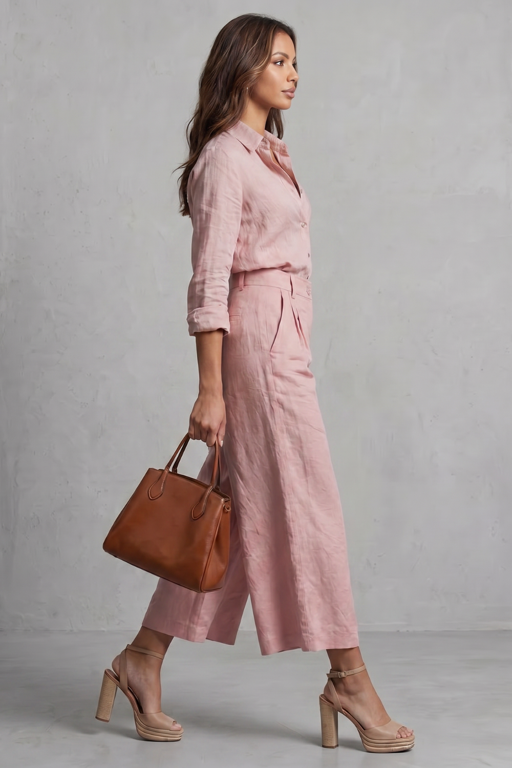 Elavine – Soft linen finish – Wide-leg co-ord set