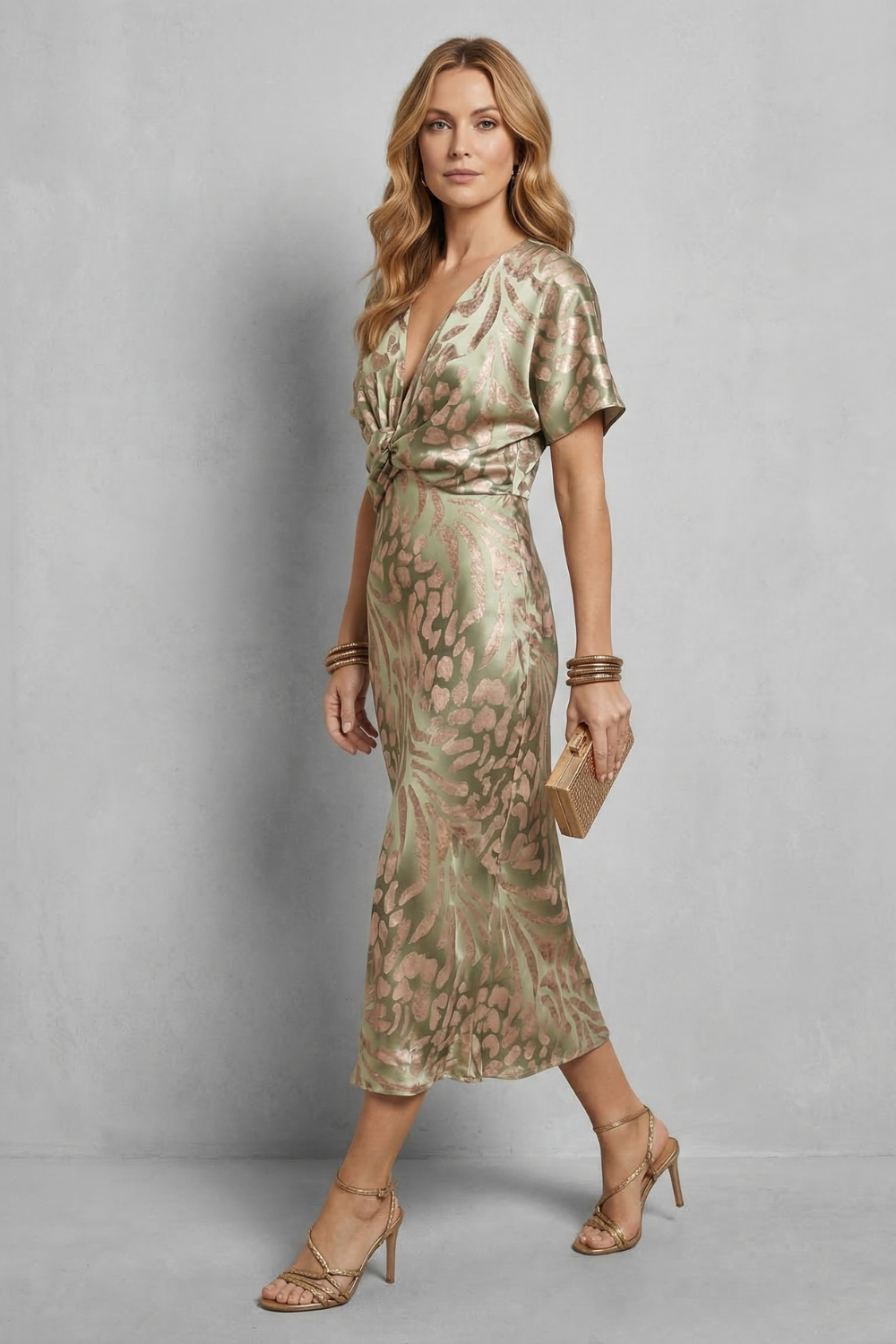 Zarielle – Draped elegance – V neck maxi dress