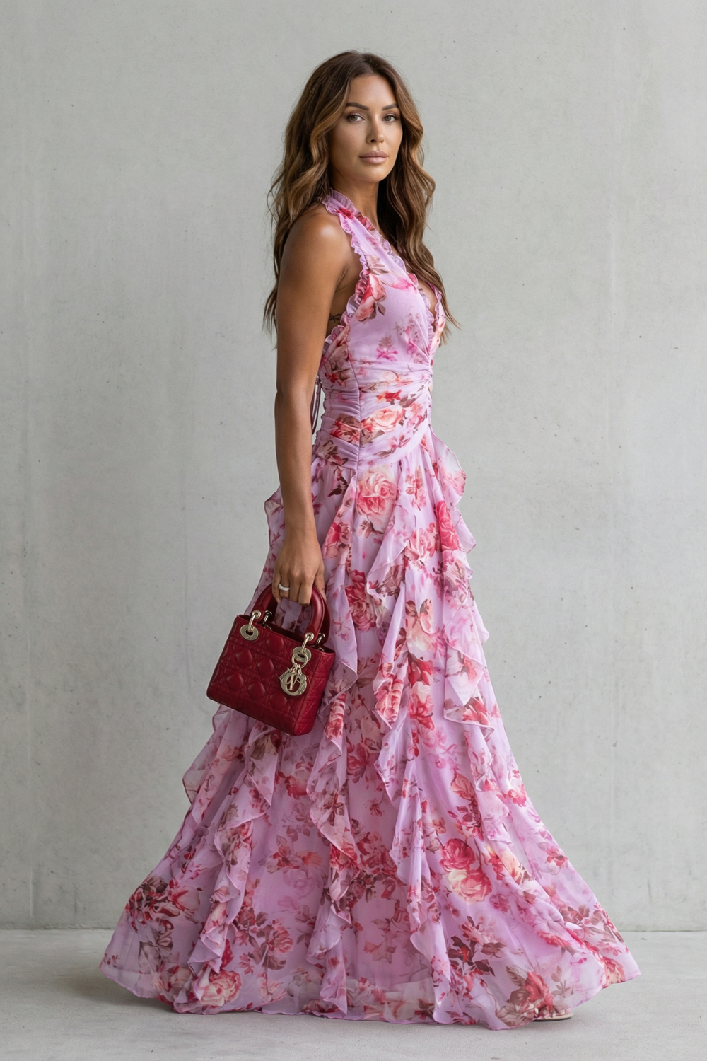 Belladina – Romantic rose cascade – Halter maxi dress Belladina – Romantic rose cascade – Halter maxi dress