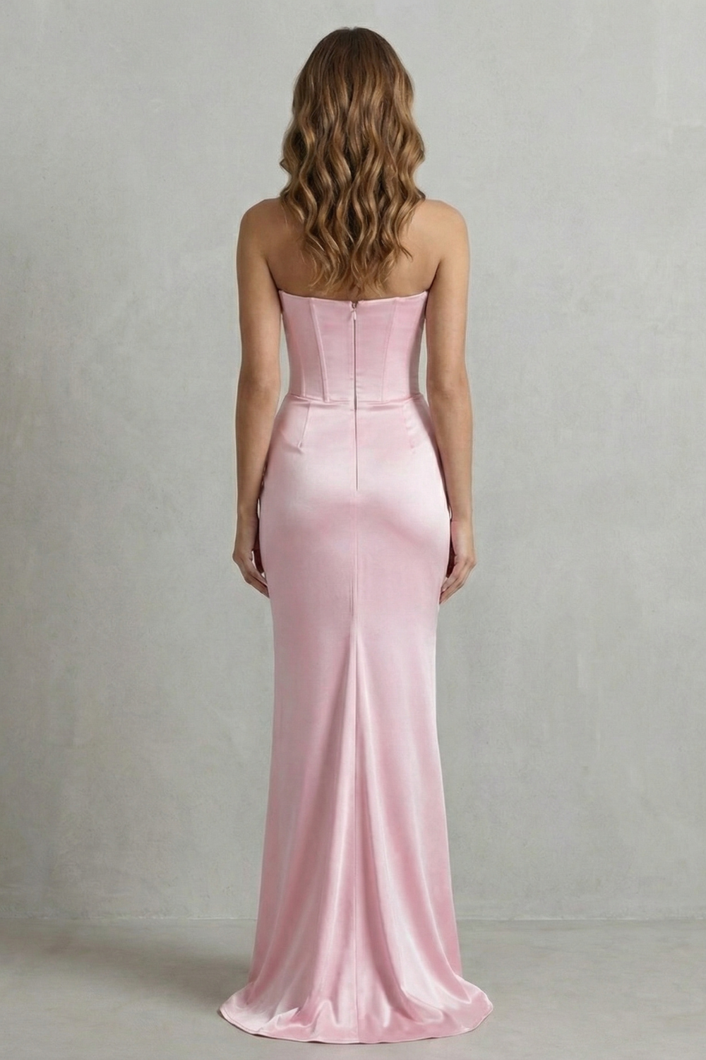 Evelisse – Sculpted satin drape – Strapless corset maxi dress