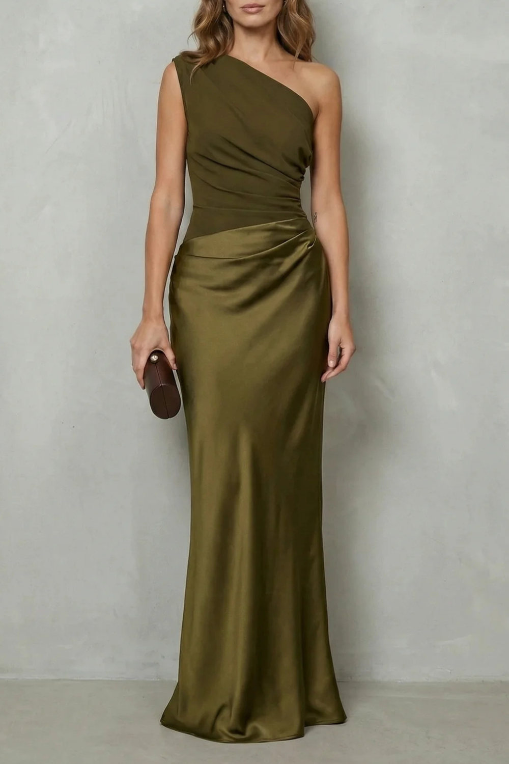 Velmoura – Asymmetric satin drape – Evening gown
