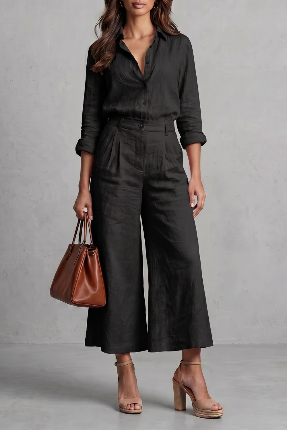 Elavine – Soft linen finish – Wide-leg co-ord set