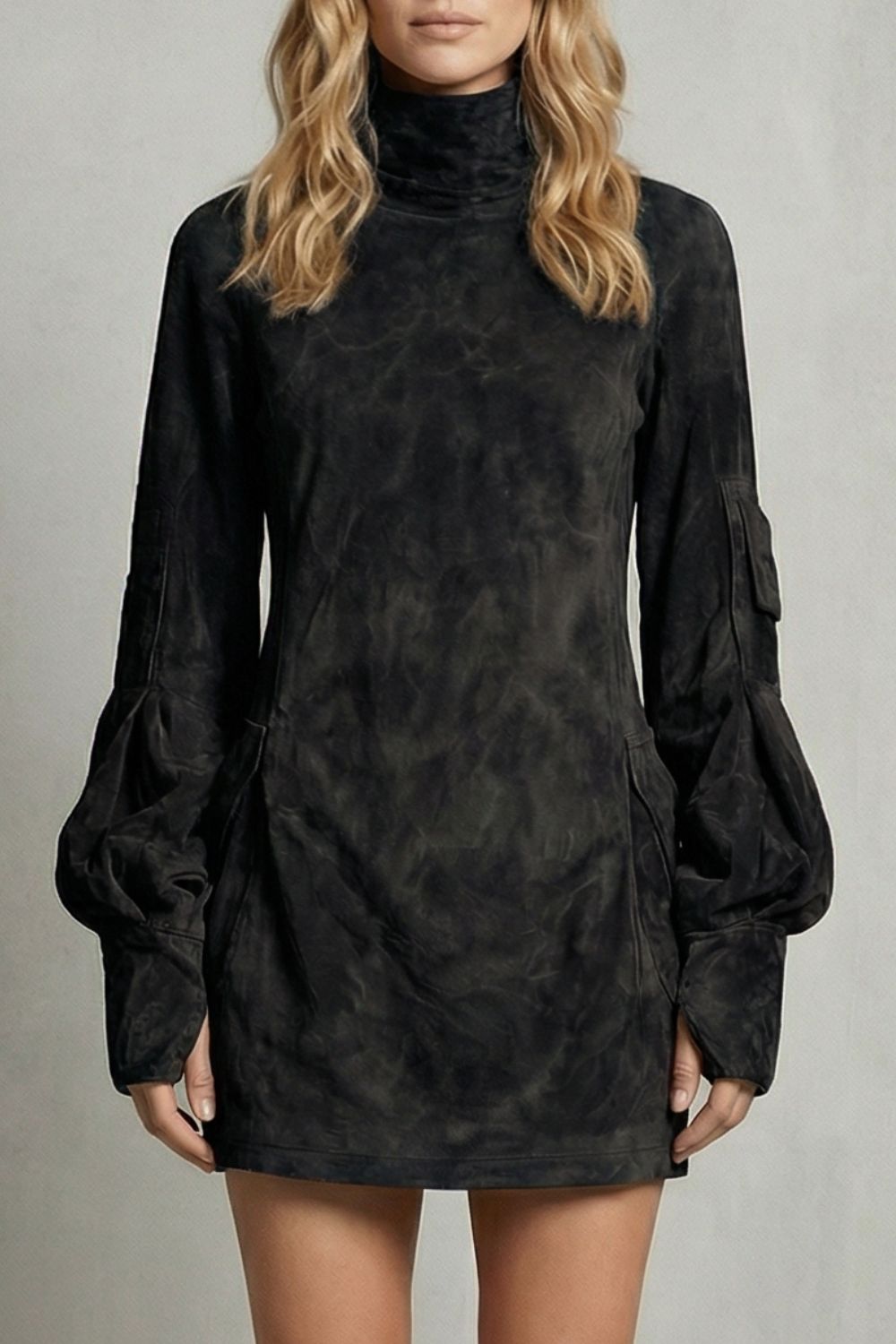 Marcella – High neck silhouette – Suede-effect mini dress