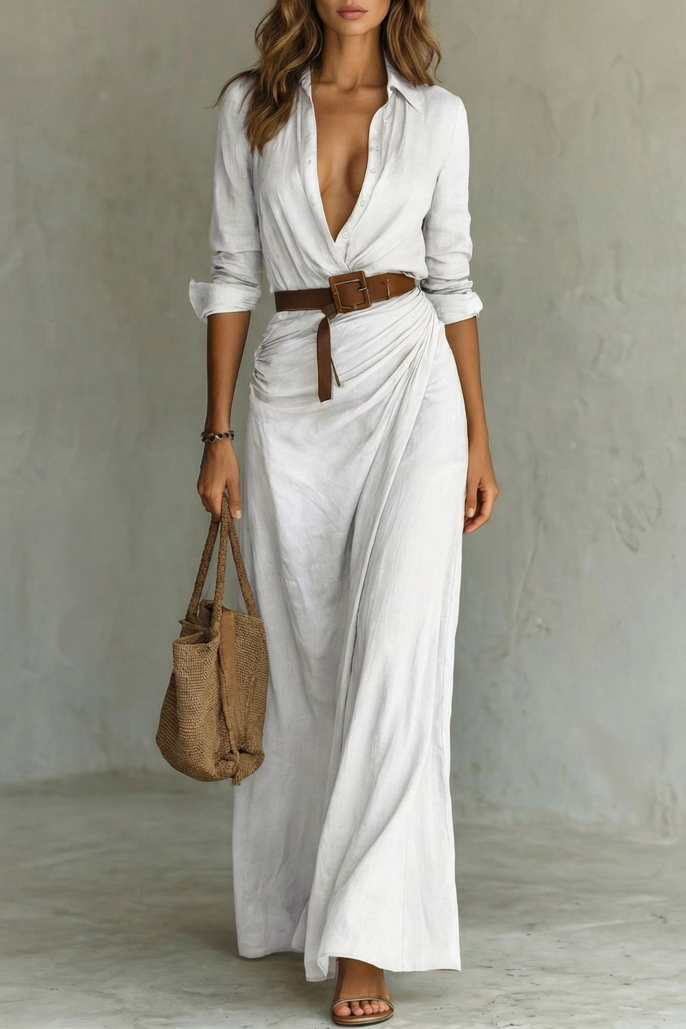 Button-down wrap dress – Belted maxi dress