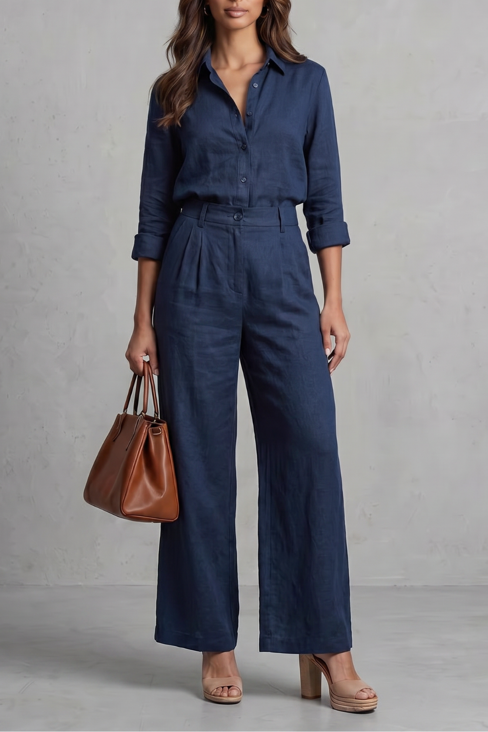 Elavine – Soft linen finish – Wide-leg co-ord set