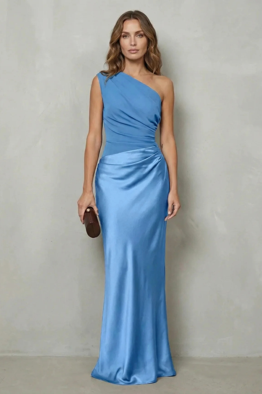 Velmoura Asymmetric satin drape Evening gown Velmoura Asymmetric satin drape Evening gown