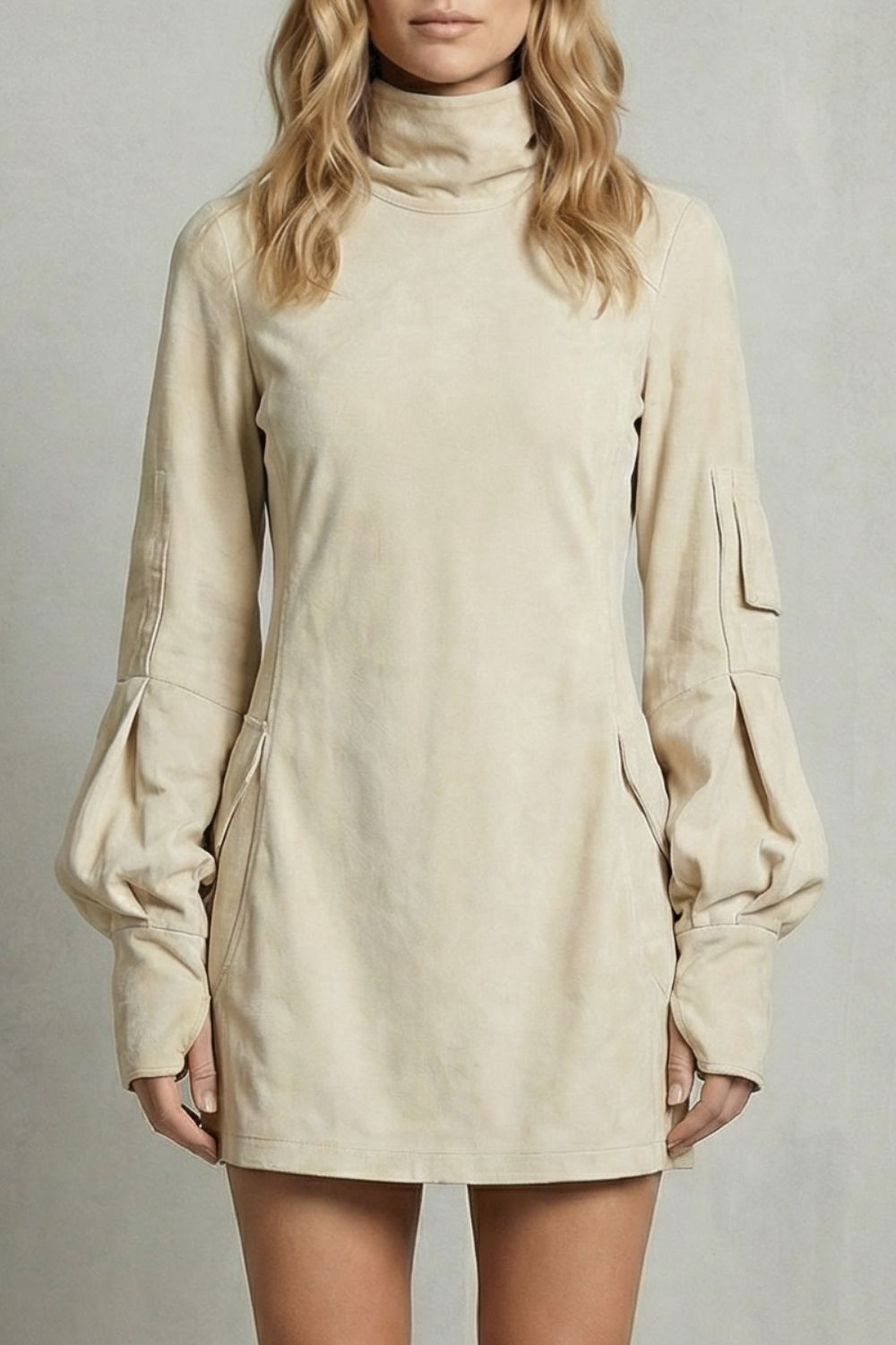 Marcella – High neck silhouette – Suede-effect mini dress