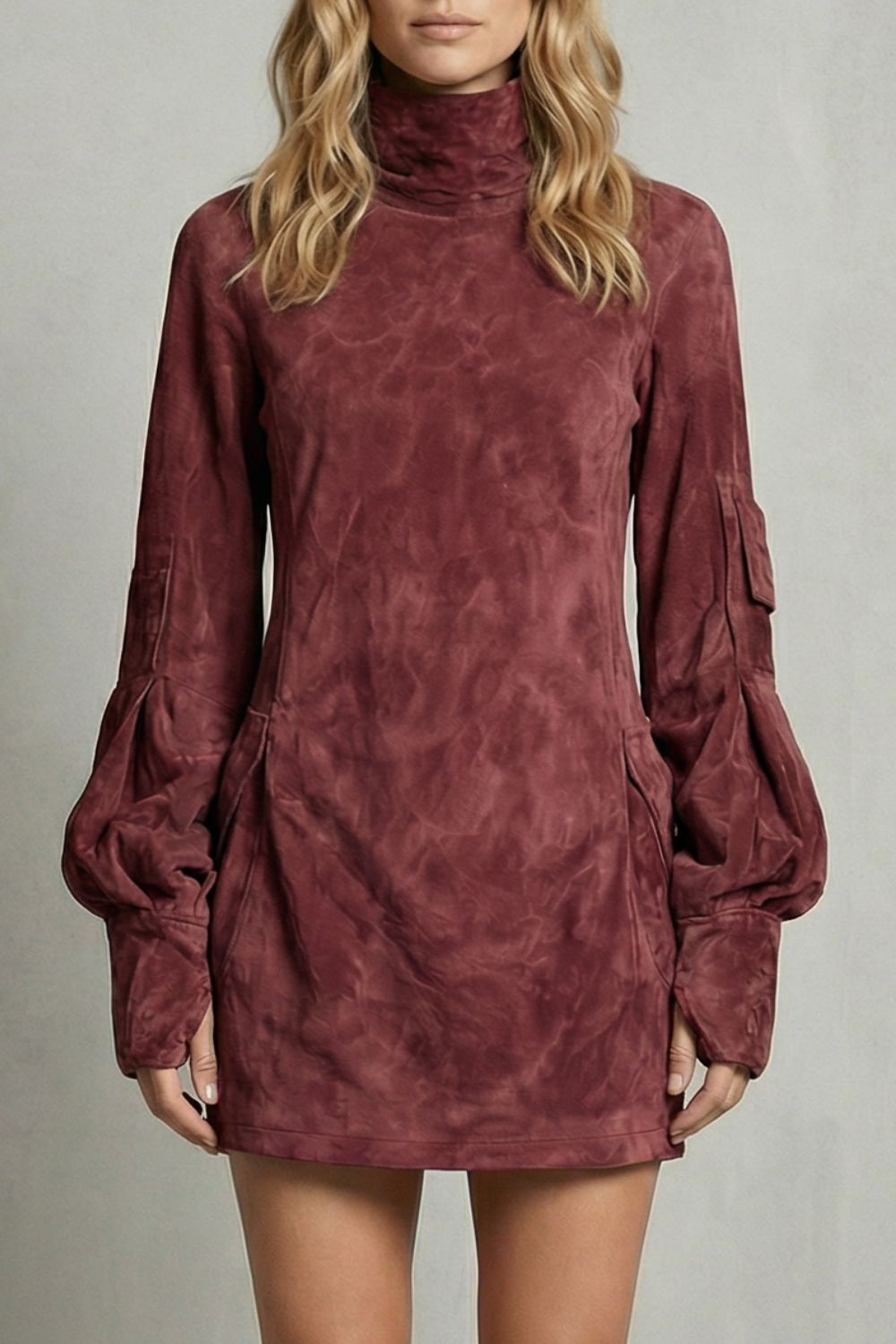 Marcella – High neck silhouette – Suede-effect mini dress