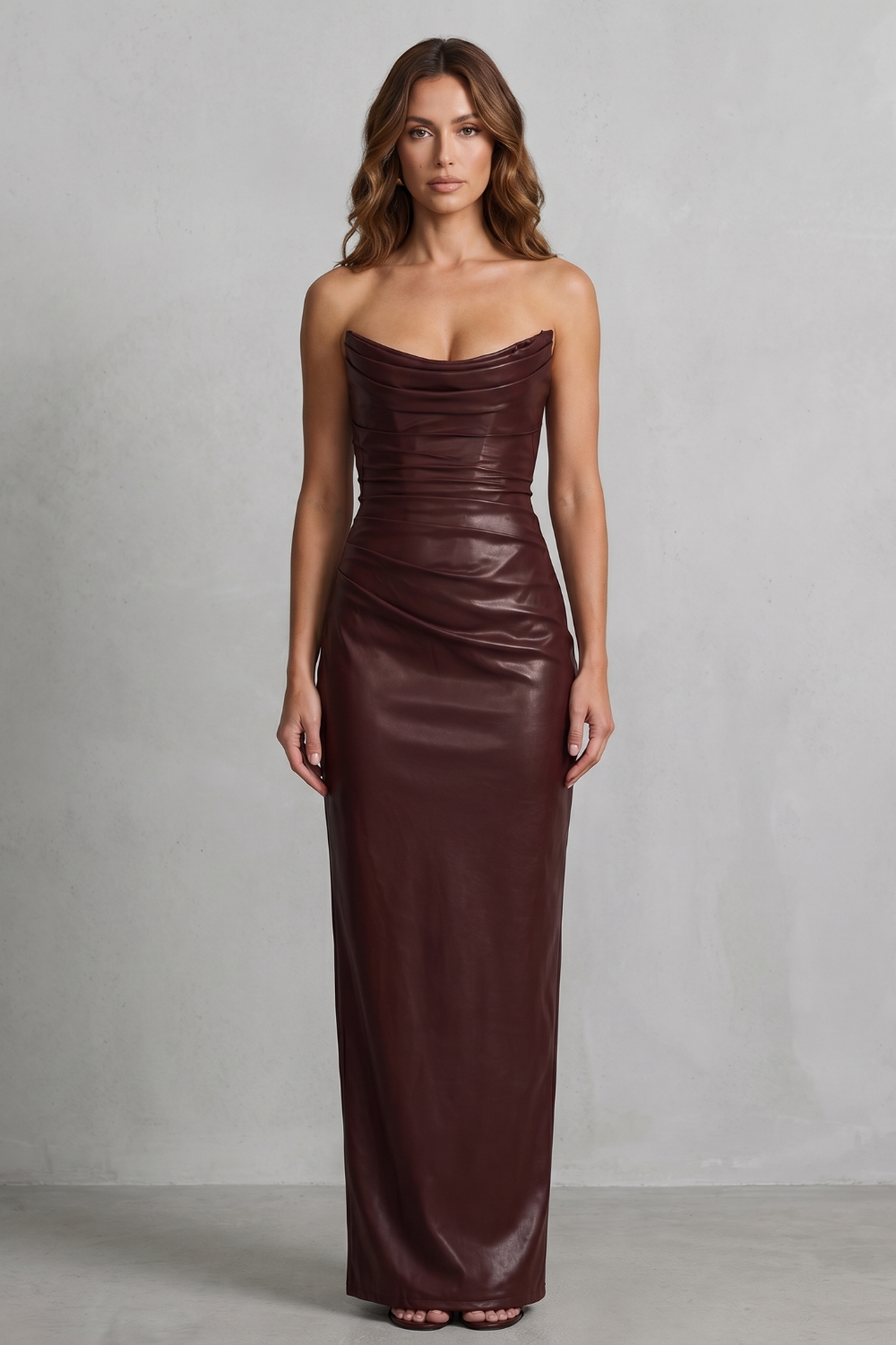Albienne – Sculpted faux leather – Maxi dress
