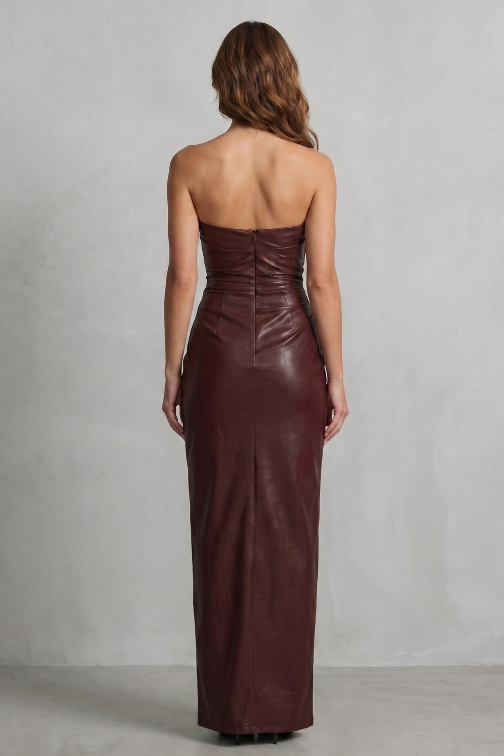Albienne – Sculpted faux leather – Maxi dress