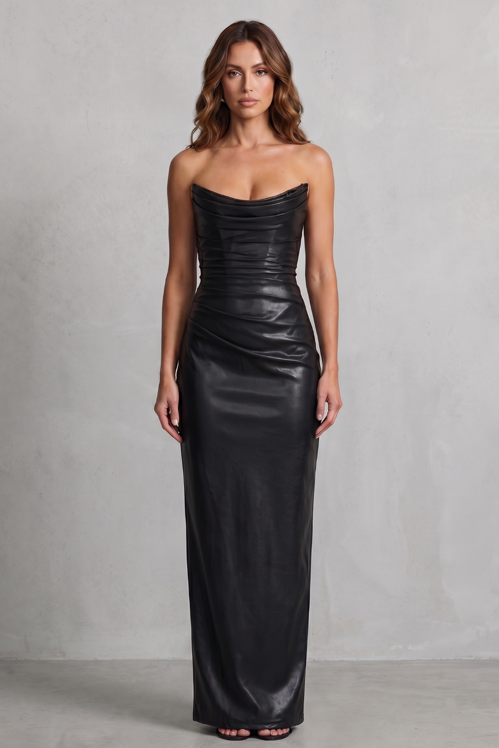 Albienne – Sculpted faux leather – Maxi dress