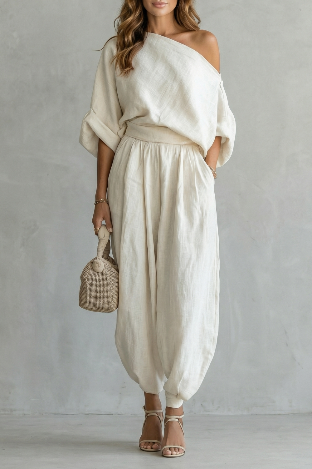 Alméra – Relaxed off shoulder elegance – Two piece set