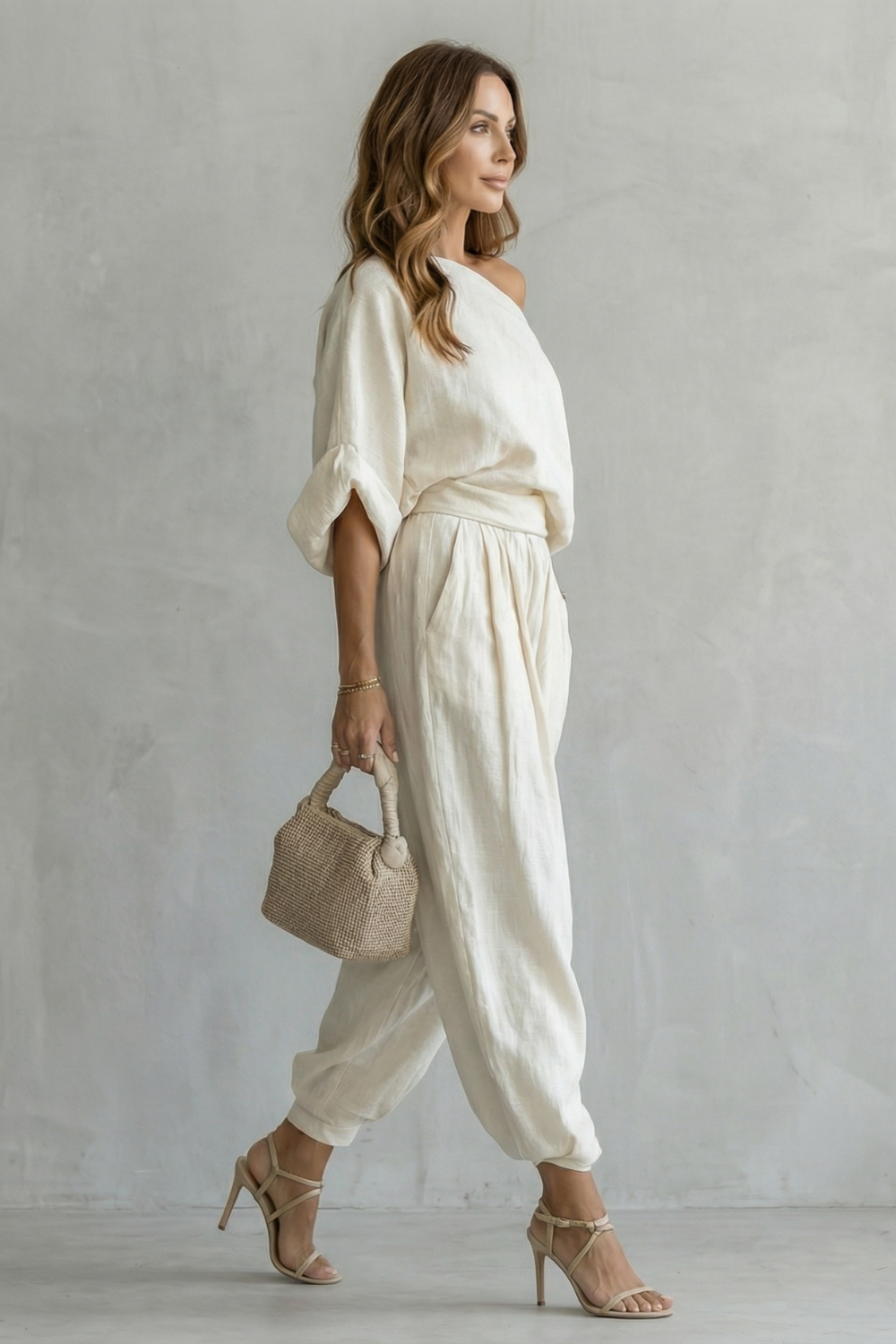 Alméra – Relaxed off shoulder elegance – Two piece set