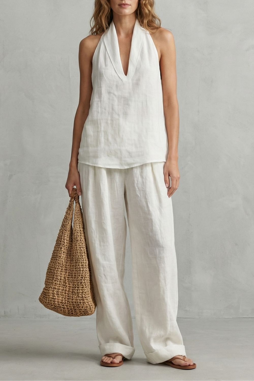 Alvéra – Relaxed linen allure – Top and trouser set