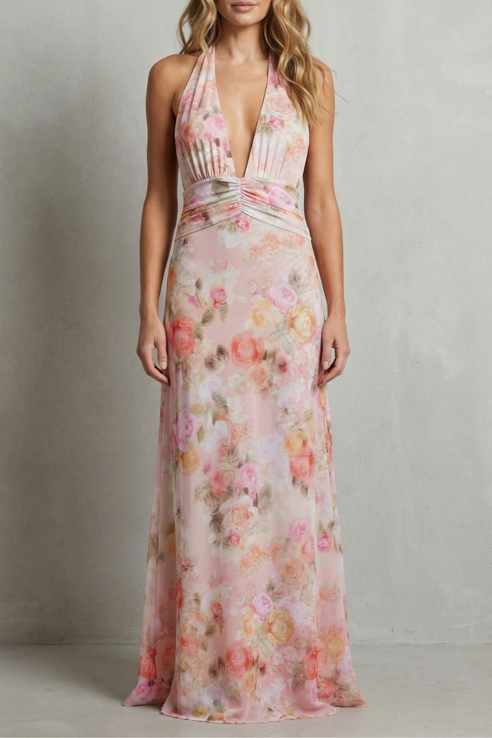 Ariadelle – Deep V floral elegance – Maxi dress