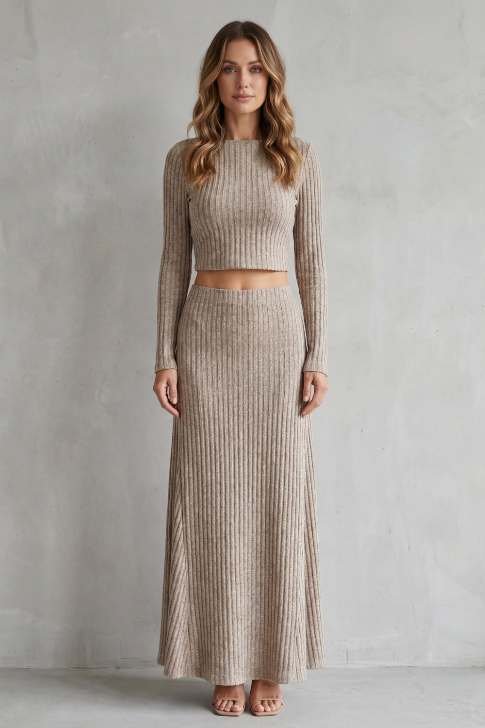Aubrie – Ribbed Knit Elegance – Two-Piece Lounge Set