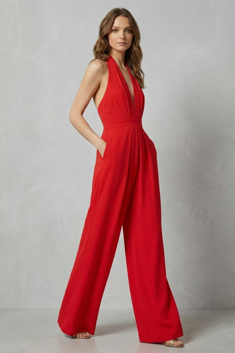 Aurora – Backless Halter Jumpsuit – Bold Summer Glamour