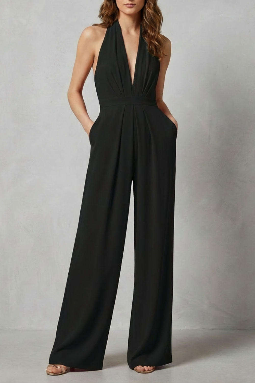 Aurora – Backless Halter Jumpsuit – Bold Summer Glamour