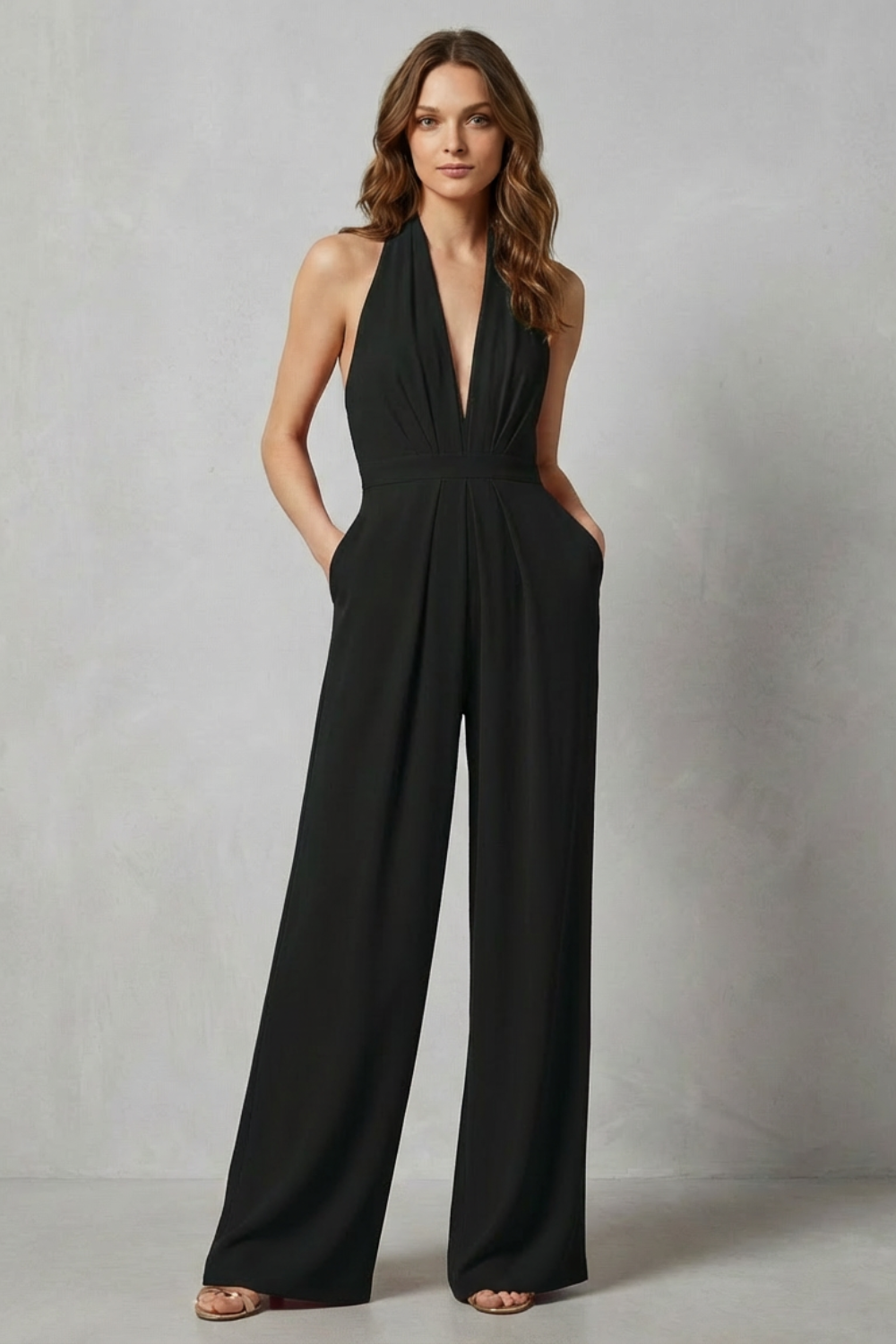 Aurora – Backless Halter Jumpsuit – Bold Summer Glamour