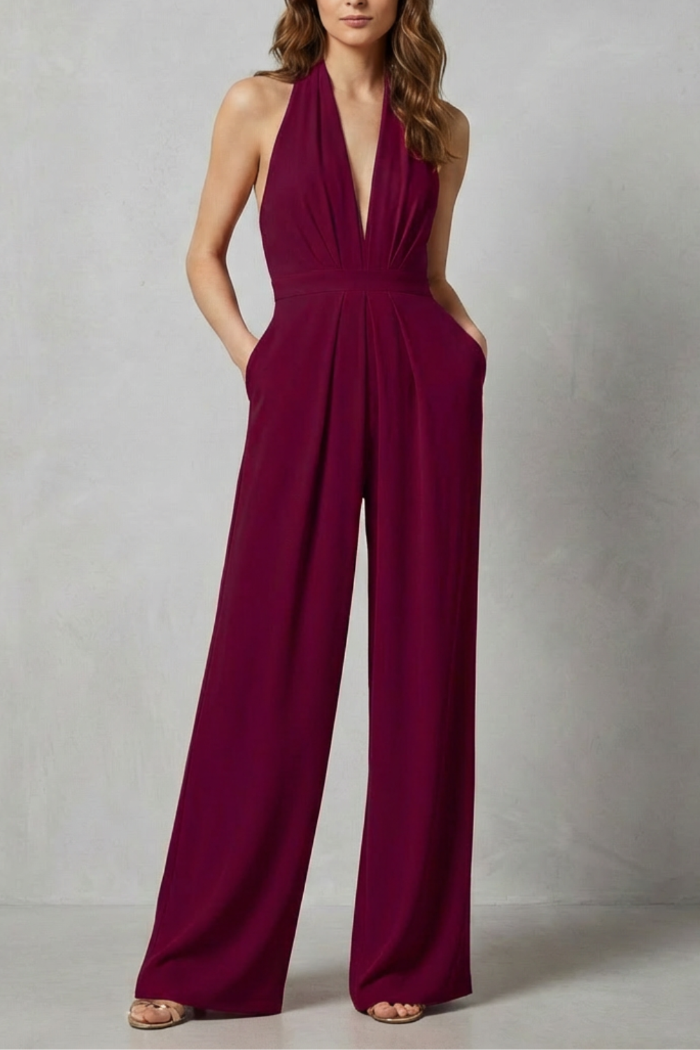 Aurora – Backless Halter Jumpsuit – Bold Summer Glamour