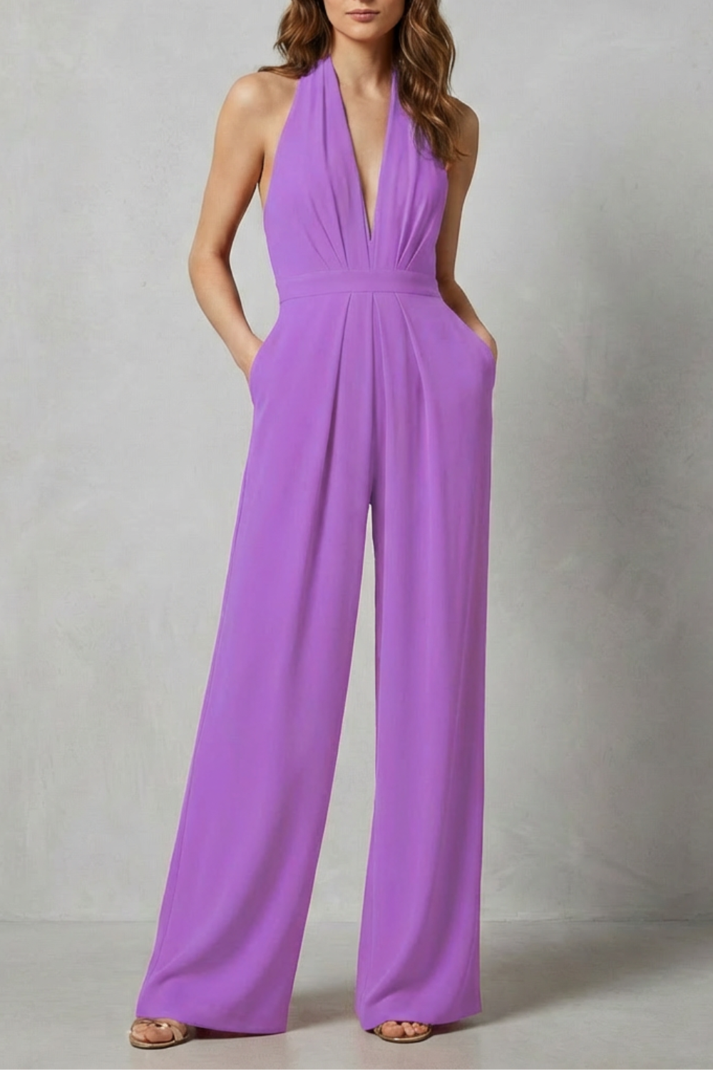Aurora – Backless Halter Jumpsuit – Bold Summer Glamour