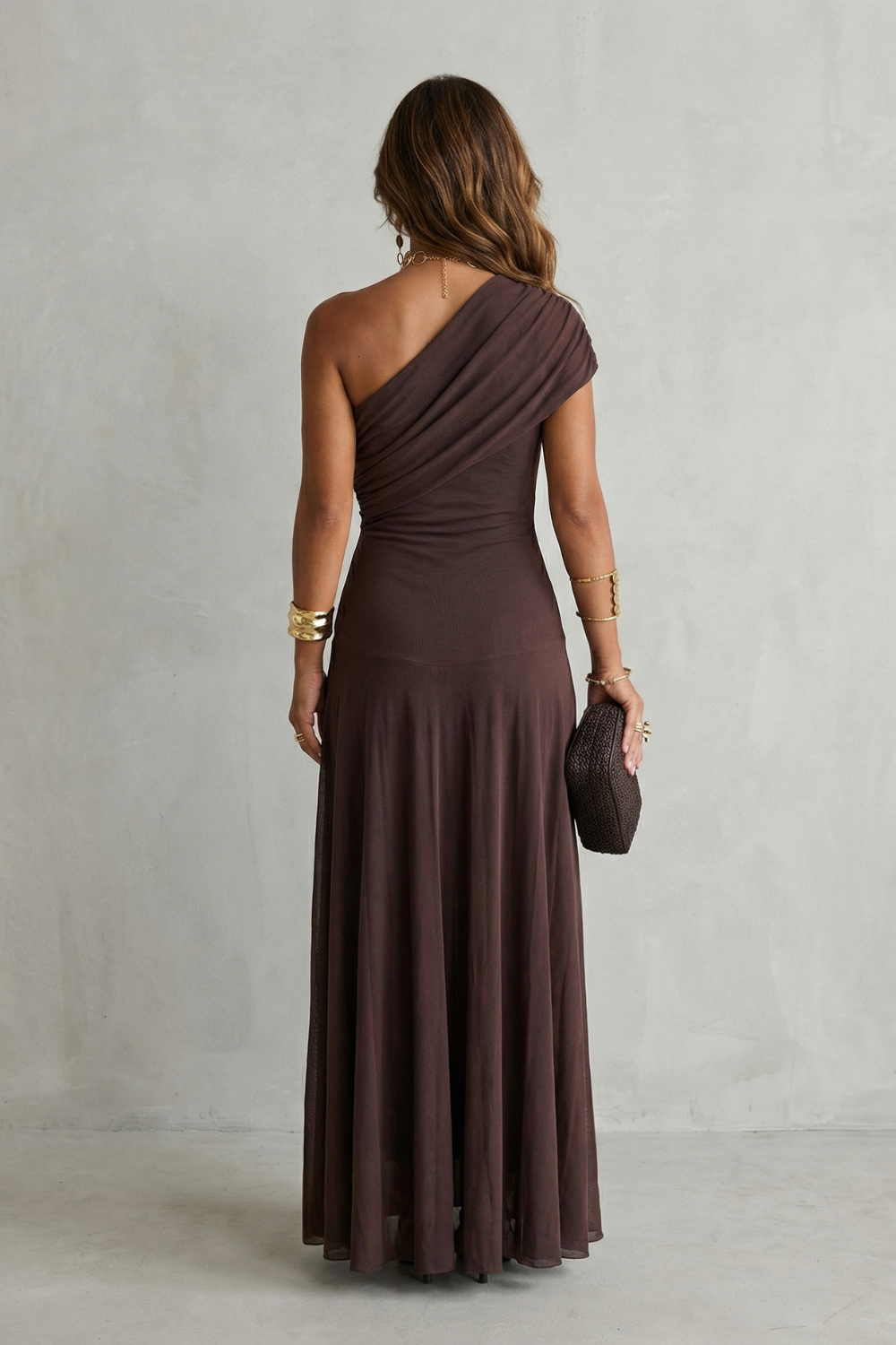 Bellamare – Elegant draped neckline – One shoulder maxi dress