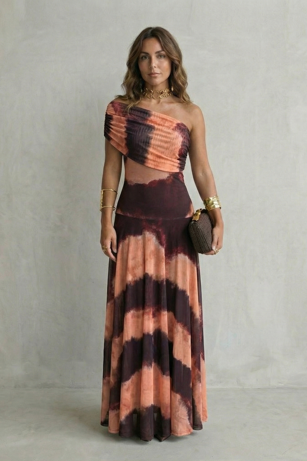 Bellamare – Elegant draped neckline – One shoulder maxi dress