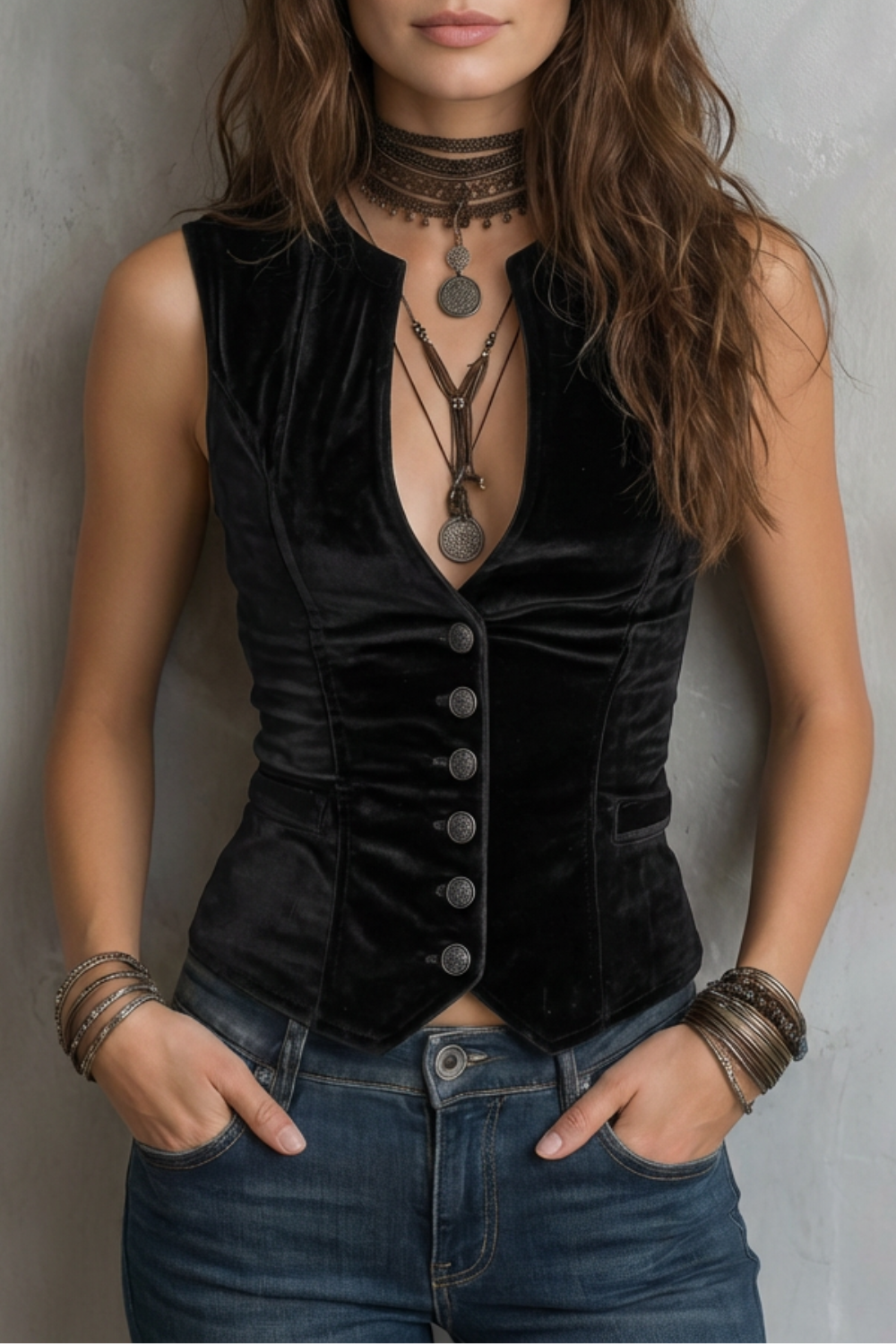 Bellavoux – Sculpted elegance – Velvet buttoned vest