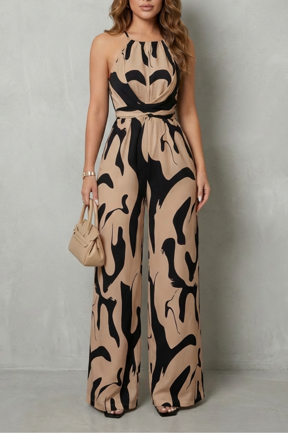 Calivana – Abstract print halter – Wide-leg jumpsuit