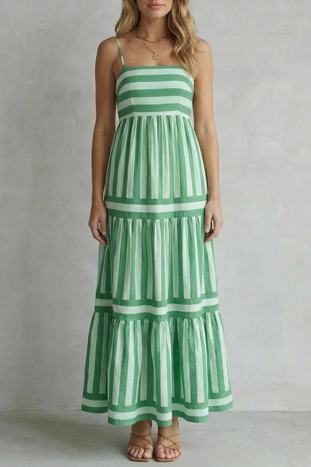 Candessa – Playful stripe tiers – Strappy maxi dress
