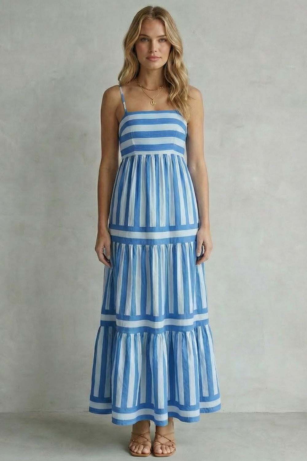 Candessa – Playful stripe tiers – Strappy maxi dress