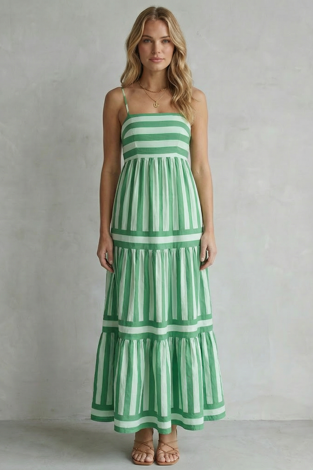 Candessa – Playful stripe tiers – Strappy maxi dress