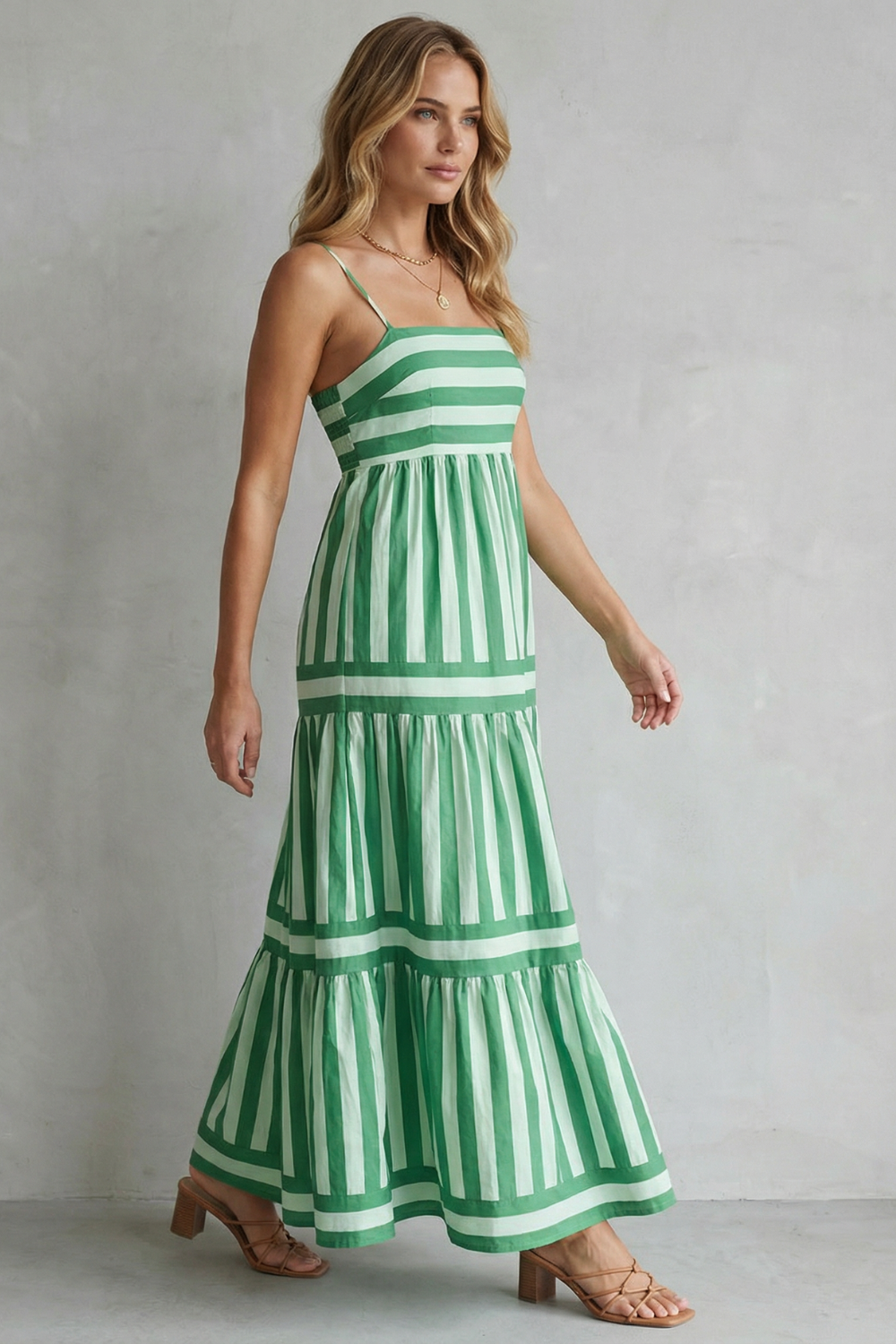 Candessa – Playful stripe tiers – Strappy maxi dress