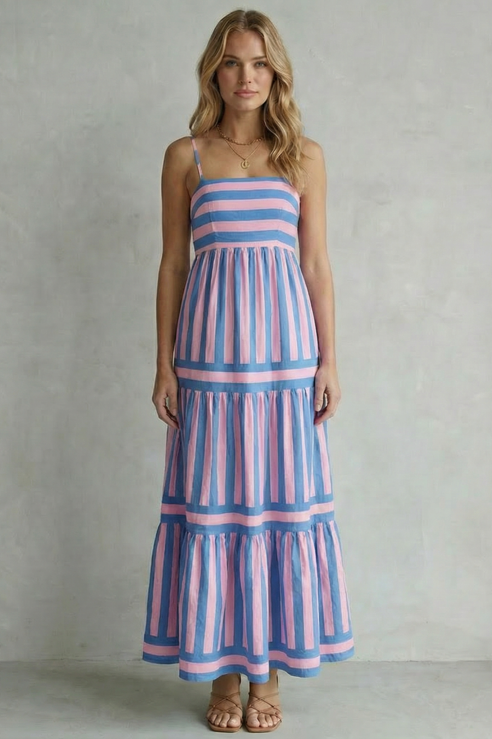 Candessa – Playful stripe tiers – Strappy maxi dress