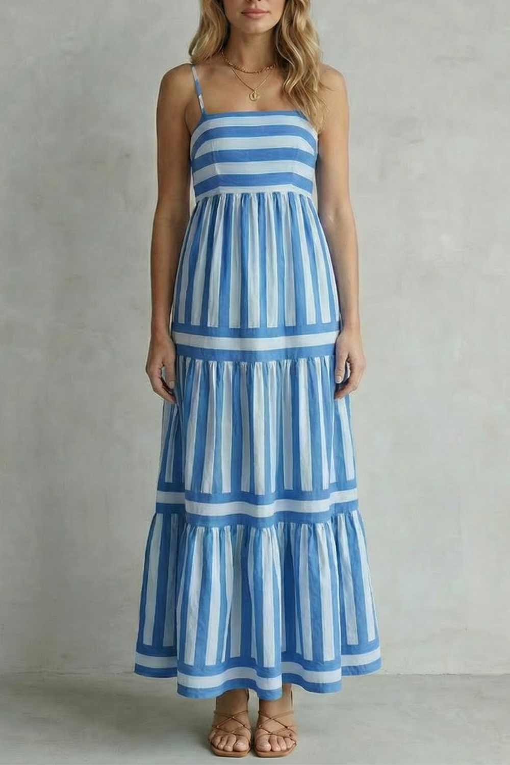 Candessa – Playful stripe tiers – Strappy maxi dress