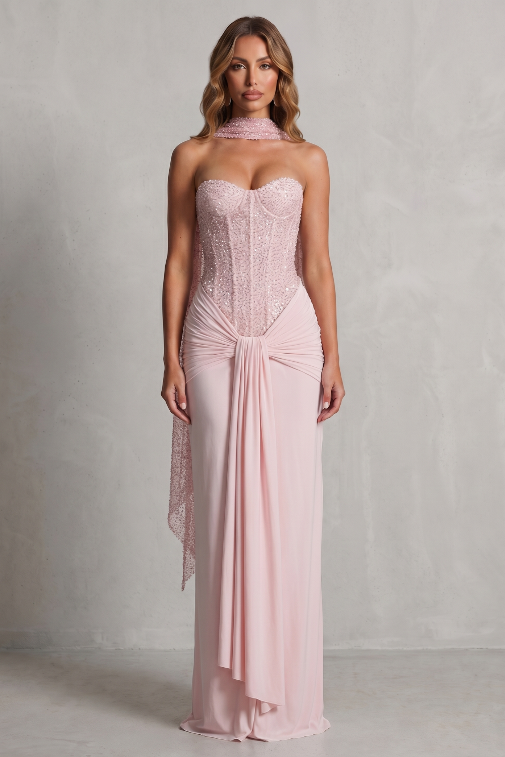 Carinelle – Draped satin elegance – Maxi dress