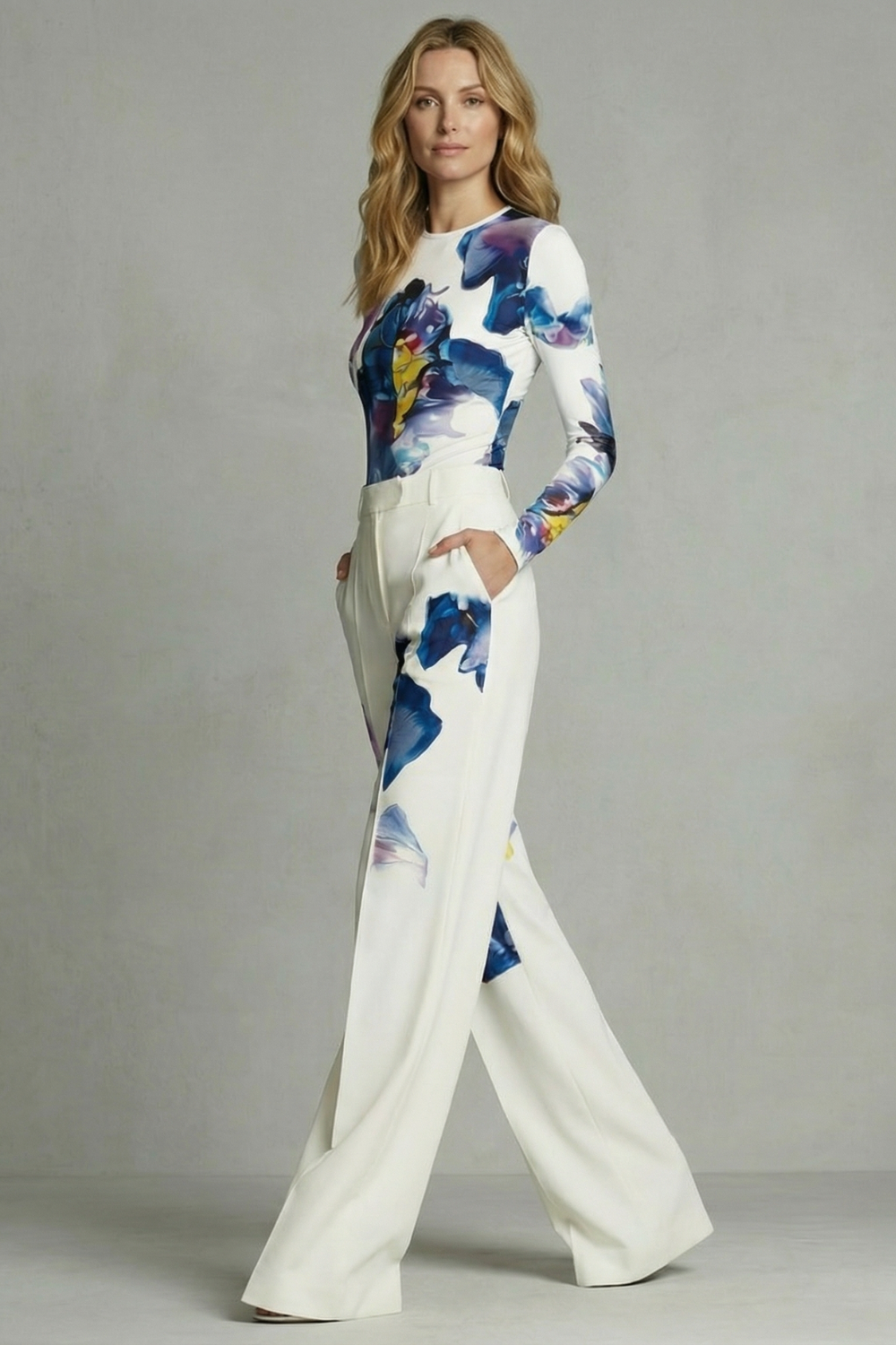 Celestique – Artistic colourblock elegance – Top and trouser set