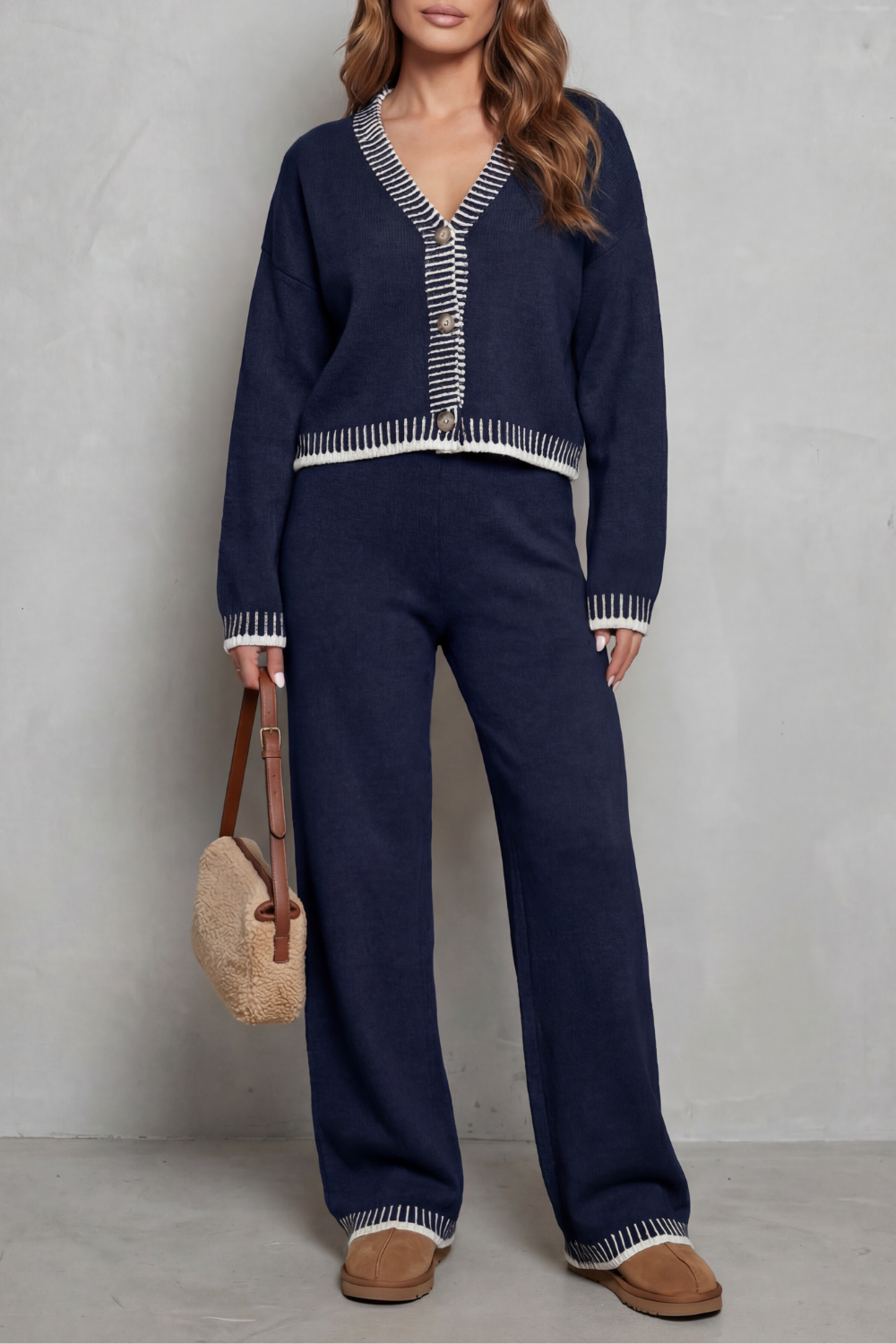 Cerivelle – Contrast trim – Knit loungewear set